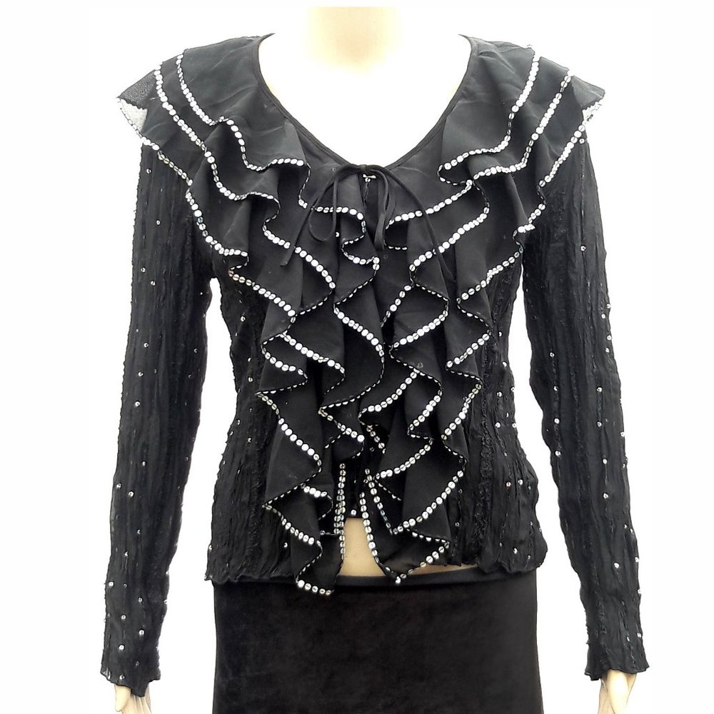 Kaelyn-Max Ruffle Sequin Boho Top